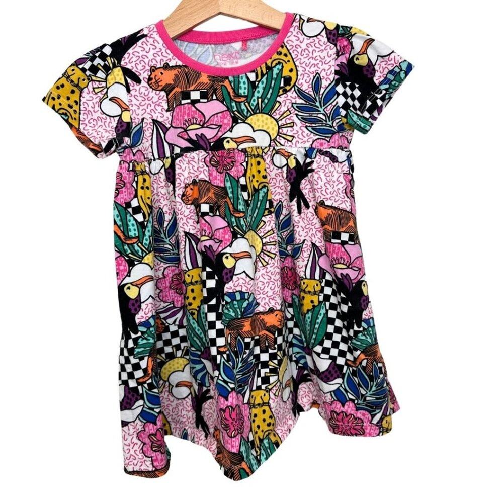 Next Short Sleeve Casual Dress Bold Animal Print 2T
